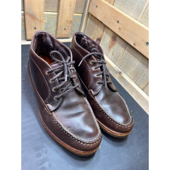 Allen Edmonds Mens Moc Toe Brown Leather Boots Size 9D - Picture 2 of 11